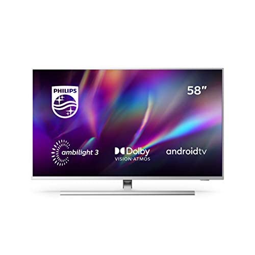 Philips TV Ambilight 58PUS8505/12 58" 4K UHD TV LED (Processore P5 Perfect Picture, HDR10+, Dolby Vision∙Atmos, Android TV, Works with Alexa) Argento - Modello 2020/2021