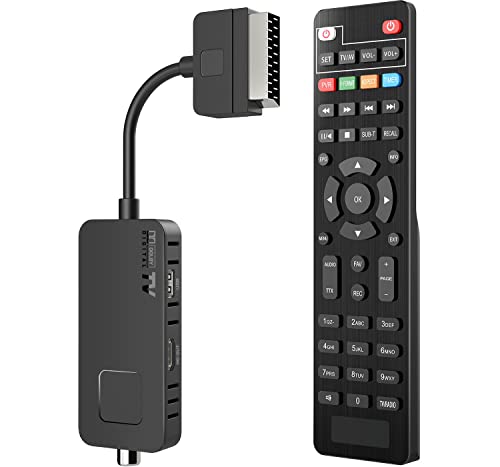 Dcolor Decoder DVB-T2 TV Scart Stick HDMI Ricevitore Digitale Terrestre - Supporto Dolby Audio HD 1080P H265 Main10 PVR USB WiFi Multimedia, Cavo Scart Incorporato [Include un Telecomando 2in1]