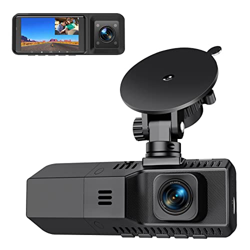 Dash Cam Doppia Telecamera per auto anteriore e interna FHD 1080P, Dual dash cam per Auto 2,45 Pollici con Visione Notturna a Infrarossi, Monitor di Parcheggio per Camion e Tassista