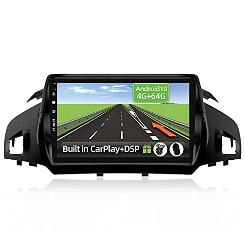 YUNTX Android 10 2 Din Autoradio Adatto per Ford Kuga Escape C-max 2013-2017-4G+64G-[Integrato CarPlay/Android auto/DSP]-8 Core-Gratuiti 4LED Camera-Supporto DAB/Controllo del Volante/BT/360°Camera