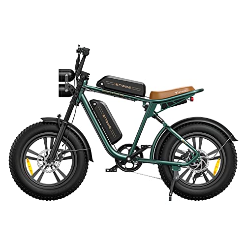 ENGWE M20 Bici Elettrica Uomo, 75 KM+75 KM Autonomia Sistema a Doppia Batteria Vicicletta con 20''×4.0'' Fat Tire ,48V 26AH E-bike Off-roade Cambio Shimano 7 Velocità e Sospensione Completa, Verde
