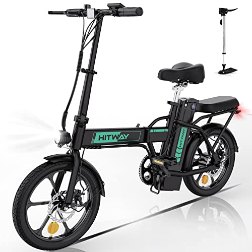 HITWAY bici elettriche e-bike bici da città pieghevoli 8.4h batteria, chilometraggio elettrico può raggiungere 35-70 km, 250 W / 36 V / 8.4Ah batteria, Max. (Black green)