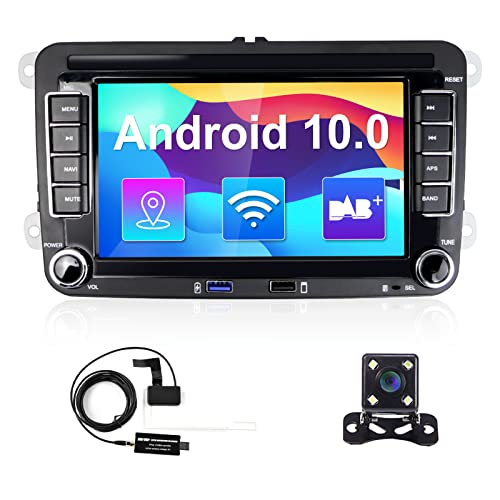 Autoradio con DAB NAVI, Android 10.0 Autoradio 2 DIN per VW Volkswagen Golf Passat Polo Skoda Seat 7' Bluetooth Autoradio Bluetooth con WiFi GPS View Supporto per fotocamera FM Mirrorlink SWC