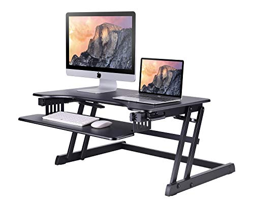 ER sano Sit-Stand Computer Desktop Workstation | Altezza regolabile in piedi da scrivania | Sollevamento e abbassamento del tavolo in varie posizioni per ergonomico Comfort (nero)