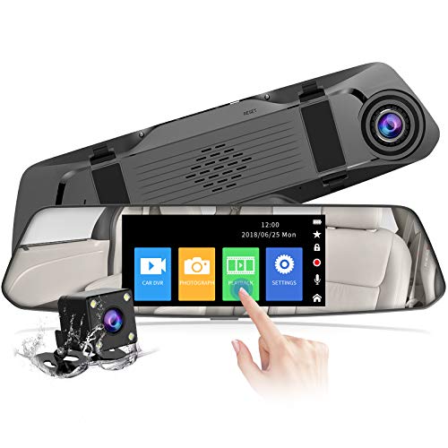 【2022 Nuova Versione】 CHORTAU Telecamera per Auto da 4,8 pollici Touchscreen Full HD 1080P Grandangolare, Telecamera Posteriore impermeabile, Dashcam con Sistema di Monitoraggio Inverso
