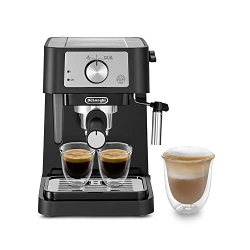 De'Longhi EC260.BK - Macchina da Caffè Espresso Manuale, Cappuccino System, Caffè in Polvere o Cialde E.S.E., serbatoio 1 litro, Caldaia acciaio inox, 1100watt, Nero/Silver
