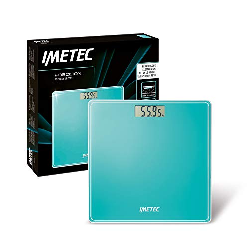 Imetec Precision ES13 200 Bilancia pesapersone elettronica, rivela anche le minime variazioni di peso, fino a 180 Kg, LCD Display, vetro temperato, batterie incluse