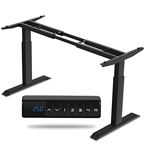 HAIAOJIA Electric Stand Up Desk Frame, Dual Motor Load 270 lbs Ergonomic Standing Desk Frame 2-Stage Height Adjustable with Memory Controller - Frame Only