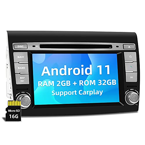 AUMUME Autoradio Android 11 7 pollici 2 Din per FIAT Bravo (2007-2012) con navigazione GPS Carplay Android Auto 4K Video Bluetooth WiFi DSP 4 Core Supporta il controllo del volante USB DAB+ fotocamera