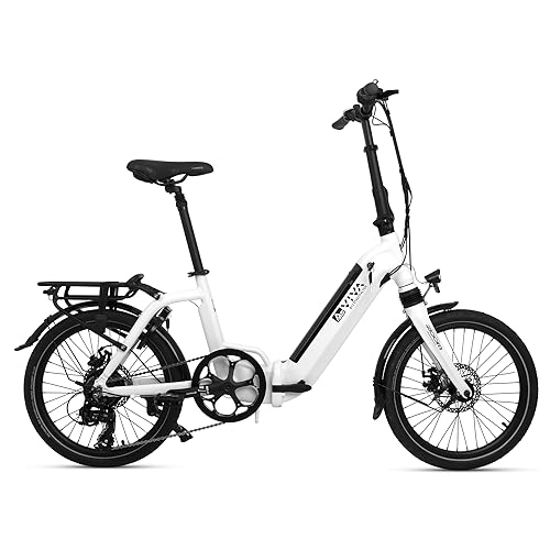 AsVIVA E-bike B13 bici ripiegabile elettrica con batteria Samsung 36V 15,6Ah | Bici pieghevole 20" con deragliatore Shimano a 7 marce, motore posteriore Bafang, freni a disco | Bicicletta bianco