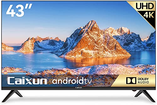 Caixun EC43S1A Smart TV UHD 4K 43", Android 9.0, Google Play Store, HDR 10, Tuner Triplo (DVB-T2/T/C/S2/S), Wi-Fi, Nero, 2021, Google Assistant