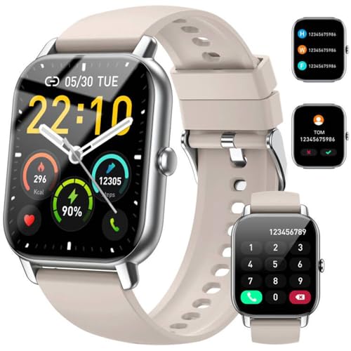 Smartwatch Donna Uomo, Effettua o Risposta Chiamate, 1.85' Orologio Smartwatch, Smart Watch con Cardiofrequenzimetro/Monitoraggio del Sonno, 100+ Sport Impermeabil IP68 Fitness Tracker per Android iOS