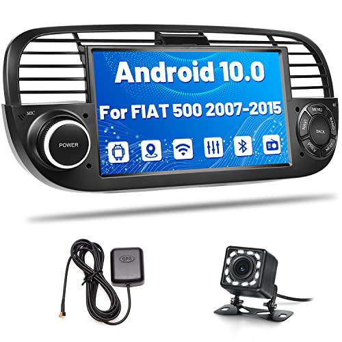 Autoradio Android con WiFi GPS per Fiat 500 (2007-2015)- 7 pollici RDS Radio Stereo Auto Bluetooth con Schermo, FM USB SWC Mirror Link Canbus