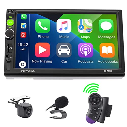 Autoradio Bluetooth 2 DIN Compatibile con Apple Carplay, Lettore MP5 7 Pollici Stereo Auto HD Touchscreen Supporta Bluetooth Vivavoce/Radio FM/TF/USB/AUX/EQ con Telecamera Posteriore