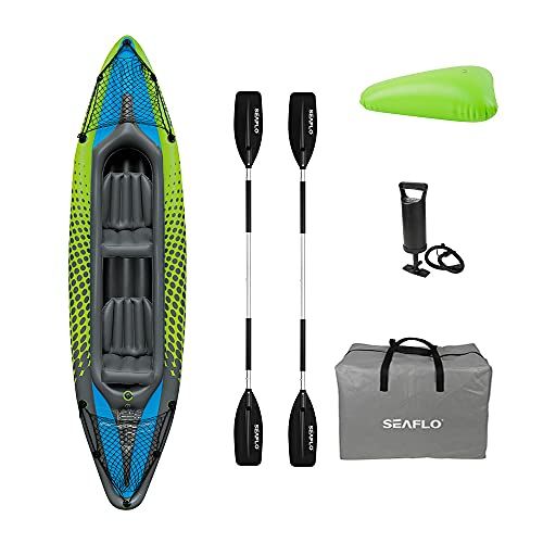 Seaflo Tandemkajak Performer Pro Inflatable – Set completo di 2 kayak gonfiabile, con pagaia, borsa per il trasporto e pompa