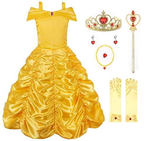 JerrisApparel Principessa Belle Carnevali Costume Vestito da Ragazza