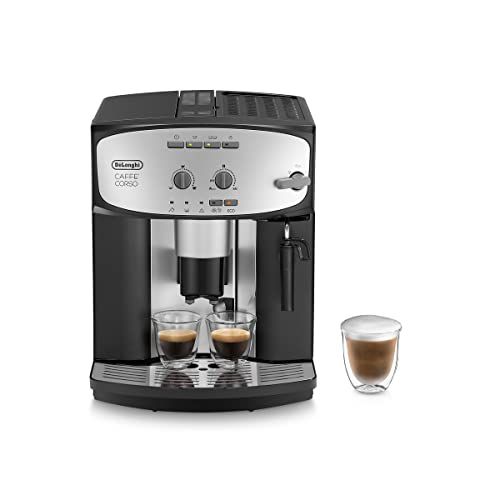 De’Longhi Caffe’ Corso Macchina da caffè Bean to Cup completamente automatica, Cappuccino, Caffettiera Espresso, ESAM2800.SB, Argento e Nero, R132212012