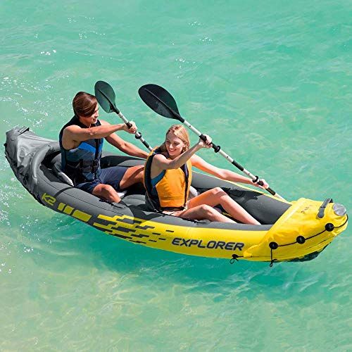 Intex. Kayak canoa scafo gonfiabile Explorer K2 2 posti in PVC accessori 68307NP modello 2018