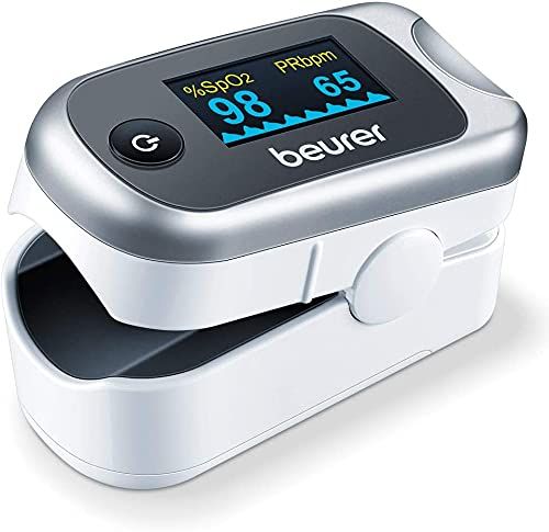 Beurer PO 40 – Pulsossimetro per il Monitoraggio della Saturazione di Ossigeno nel Sangue, Battito Cardiaco e Indice di Perfusione