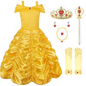 JerrisApparel Principessa Belle Carnevali Costume Vestito da Ragazza