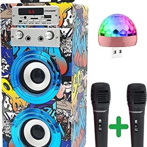 DYNASONIC (3° generazione modello 2021) Karaoke con microfono, regali originali per bambini e bambine, confezione regalo, (luci da discoteca, modello 16)